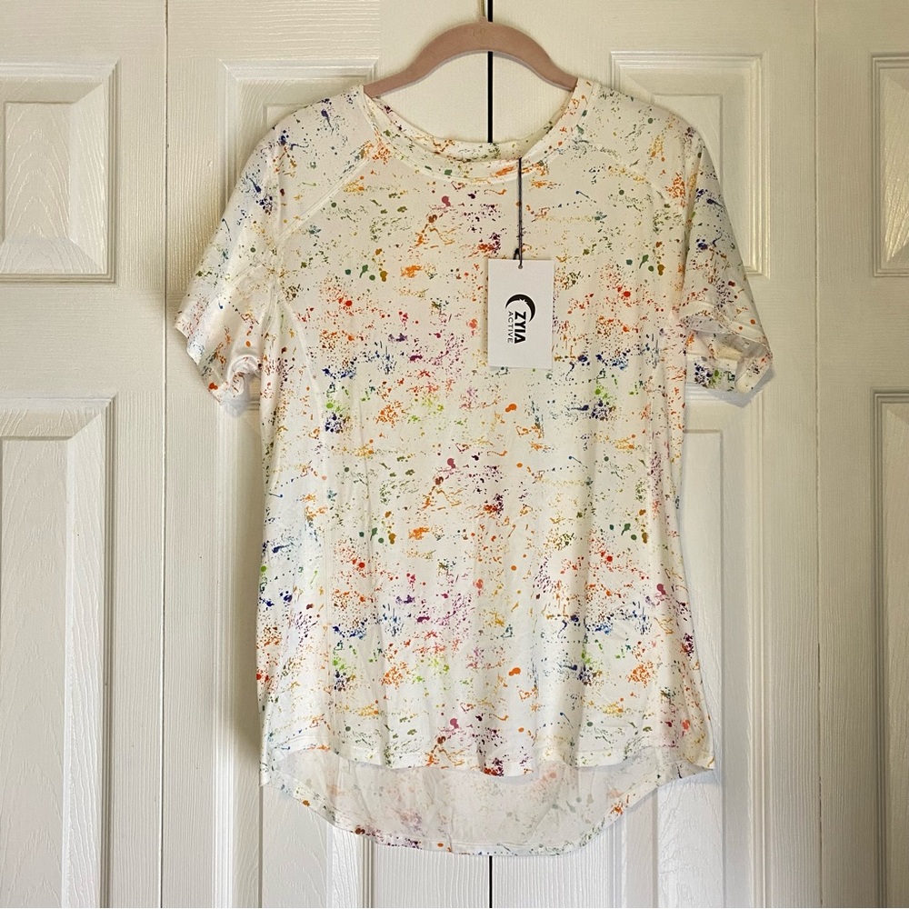 Zyia Splash Cloud Short Sleeve Shirt XL NWT